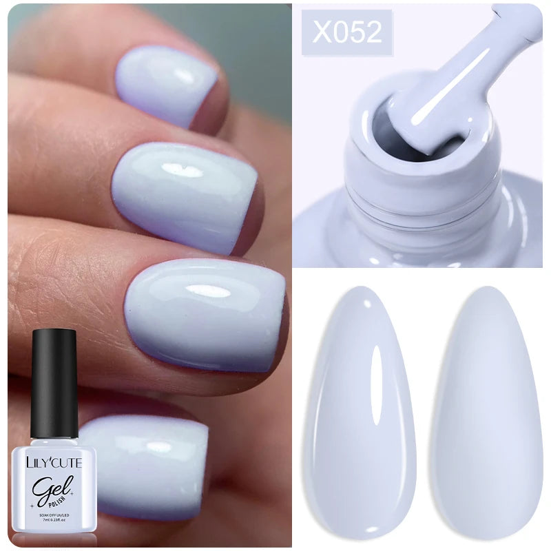 LILYCUTE 7ML Black White Color Gel Nail Polish Summer Colorful Gel Nail Art Semi Permanent UV Gel Soak Off UV LED Gel Varnishes