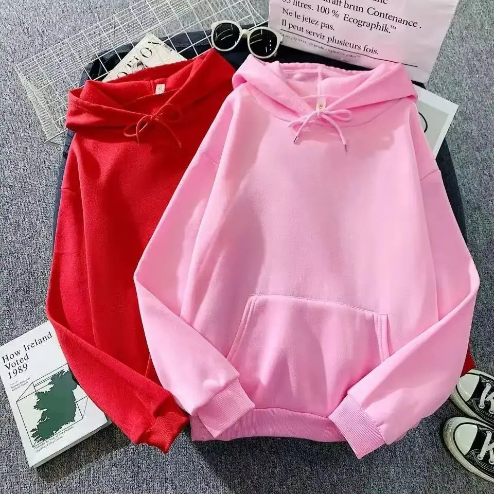 Couple Hoodies Men Women Oversized Sweatshirt Solid Color Casual Loose Pullover Harajuku Autumn Winter Couple Wear Top Fashion