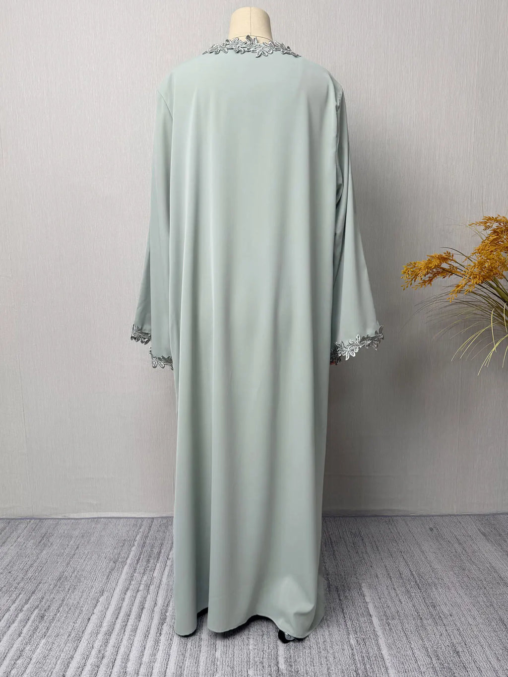 Dubai Elegant  Purple Abaya for Muslim Women - Intricately Crafted with Multicolored Embroidery Piece in Islamic Modest Fashion