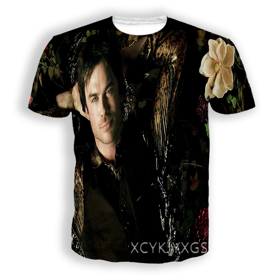 Men/Women TV The Vampire Diaries 3D Printed T-Shirt Damon Salvatore Short Sleeve Fashion T Shirt Sport Pullover Summer Tops 6XL