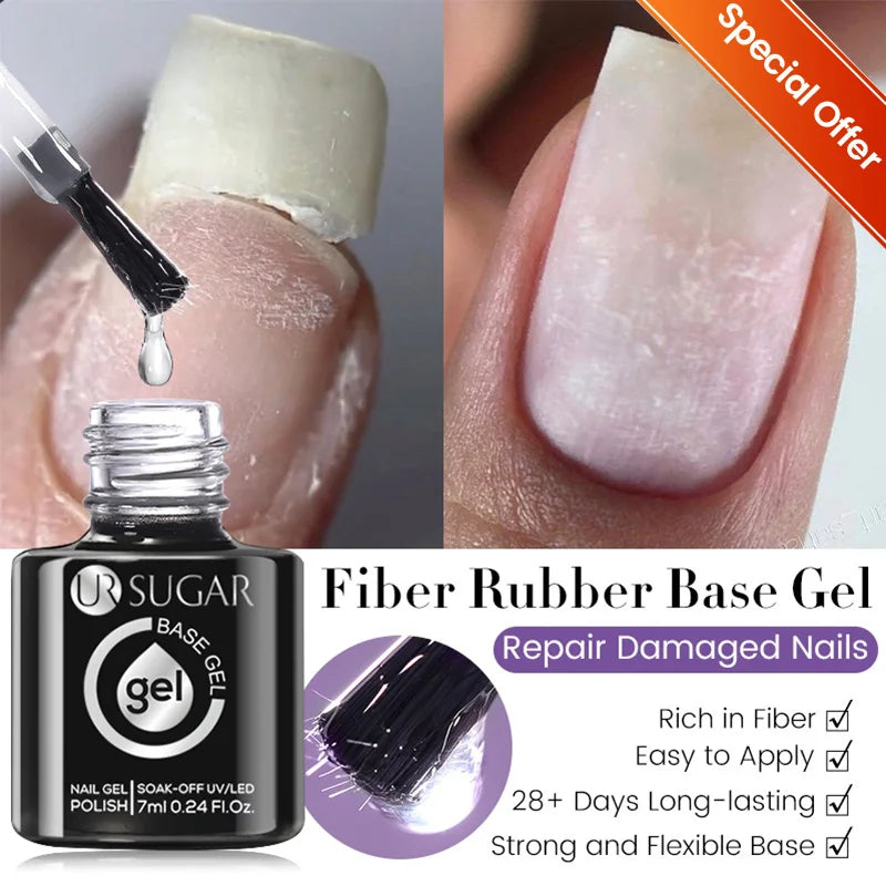 UR SUGAR 1-step Gel Polish 12ML Glitter Nail Spring Summer White Nude Pink Gel Nail Polish 3 IN 1 No Need Base Gel and Top Coat