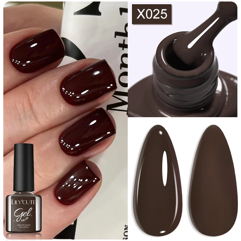 LILYCUTE 7ML Black White Color Gel Nail Polish Summer Colorful Gel Nail Art Semi Permanent UV Gel Soak Off UV LED Gel Varnishes