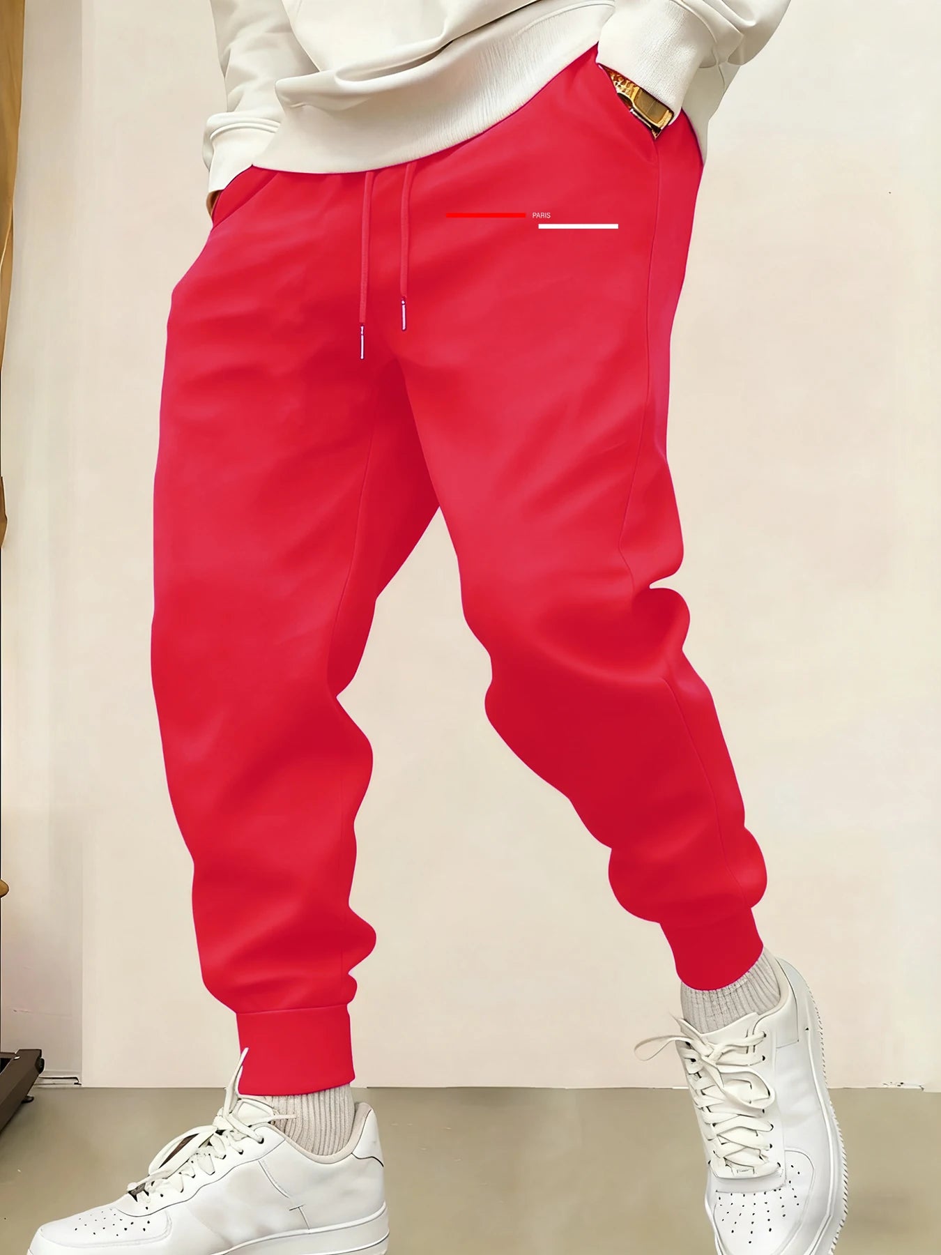 Paris Line Print Mens Sweatpant Trendy Jogging Britches Casual Comfy Long Pants Sports Basic Trousers Unisex Fashion Pant