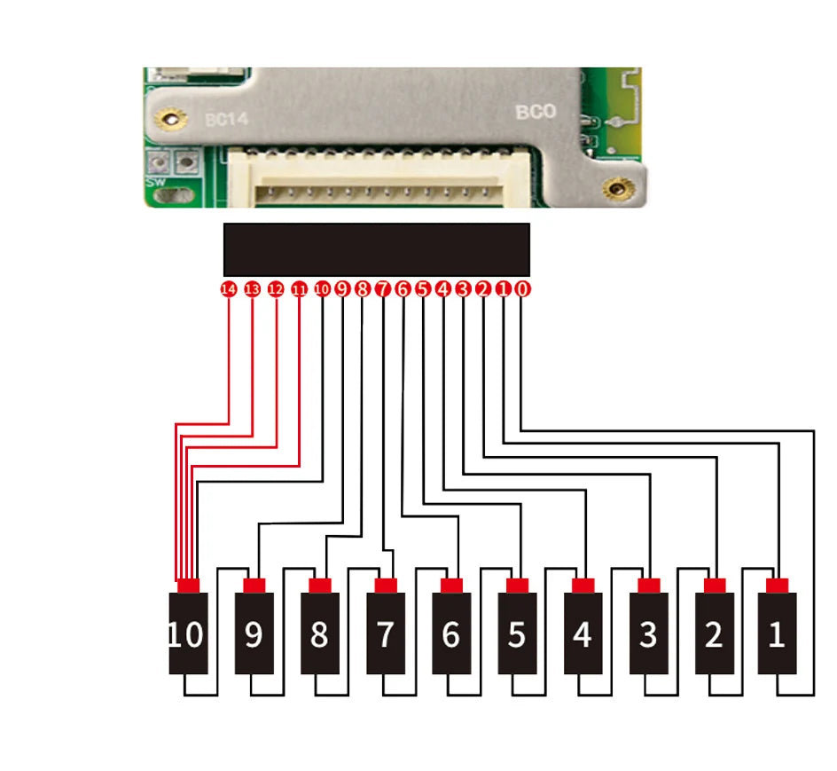 JiaBaiDa Automized Identify 7s-14s 7S 8S 9S 10S 11S 12S 13S 14S 20A 30A 40A 50A LFP NMC Smart BMS 24V 36V 48V