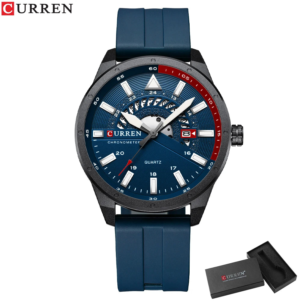 CURREN 8421 Men's Watch Luxury Men's Quartz Watch Breathable Leather Strap Waterproof Business Casual Sports Men's Watch