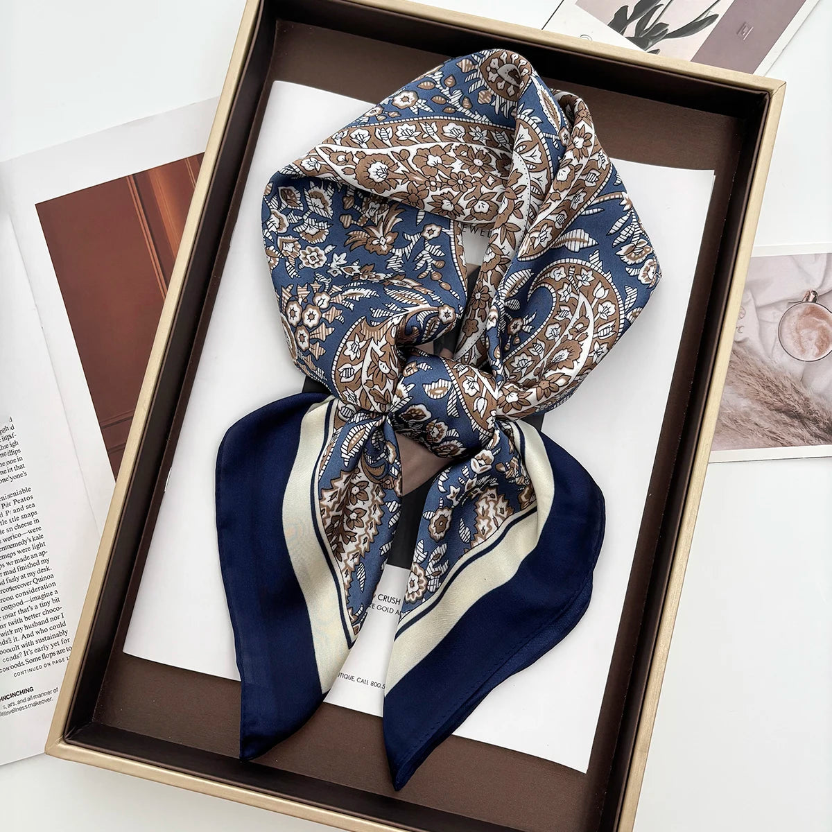 Luxury Design 70cm Satin Square Print Scarf Women Scarves Bandana Hijab Neckerchief Shawl Kerchief Hair Band Foulard Lady