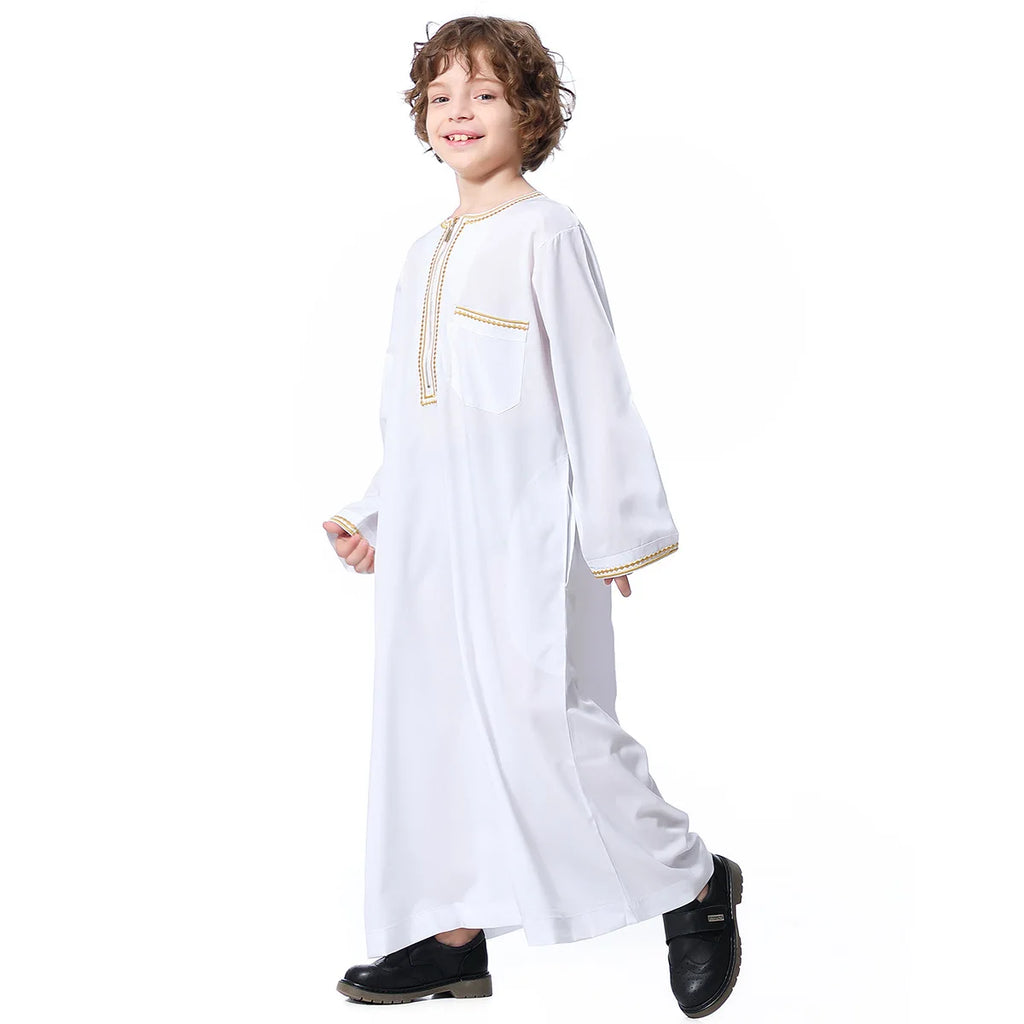 Child Dubai 2024 Luxury Kids Boys Men's Muslim Clothing Caftan Robes Islamic Ramadan Clothes Arab Man Abaya Pakistan Turkish