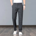 Summer High-Quality Classics Plaid Work Stretch Thin Pants Men Business Fashion Grey Black Party Casual Formal Trousers Male 38
