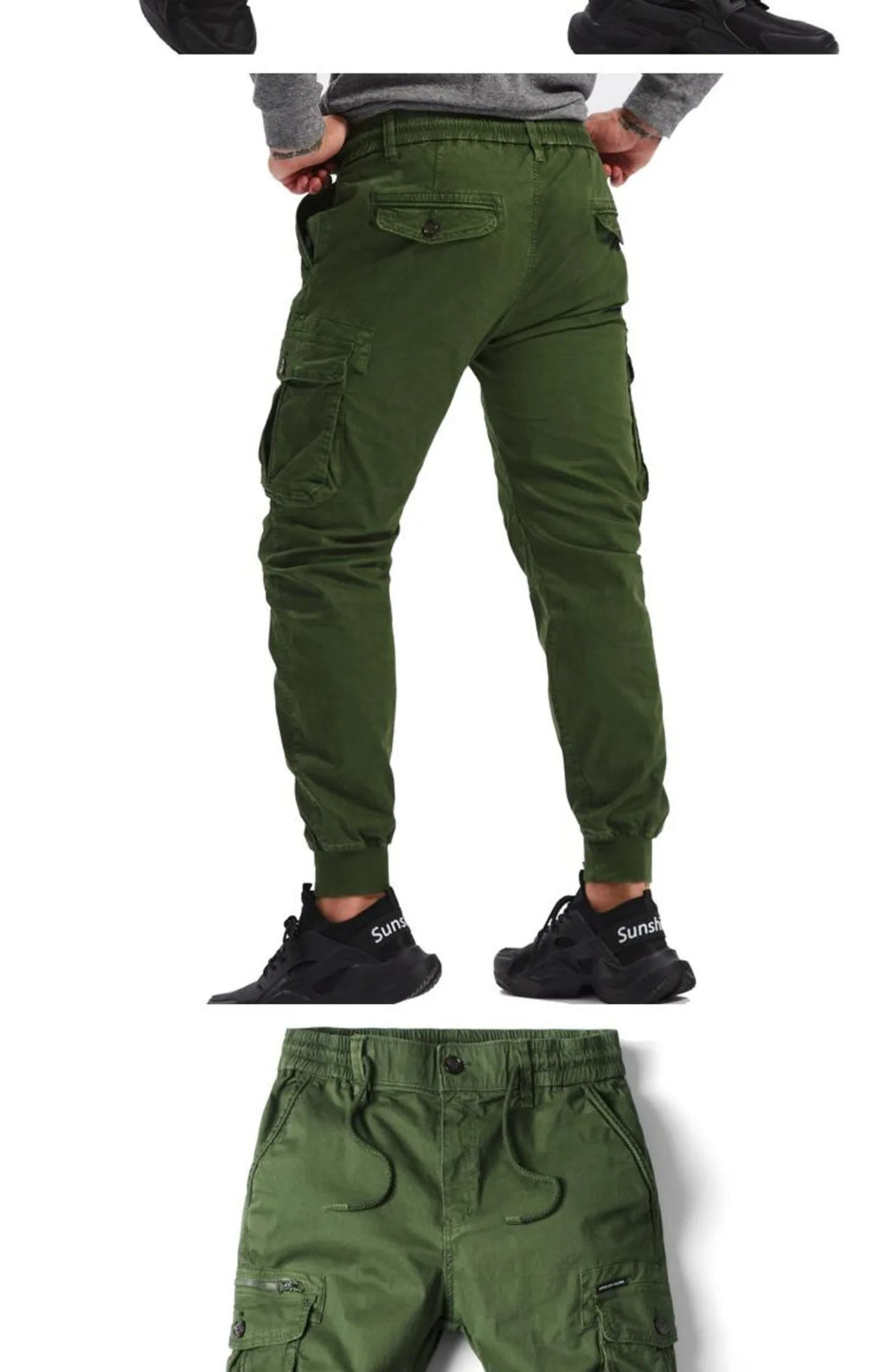 Spring Summer Men's Casual Fashion Work Pants Cuffed Multiple Pockets Slim Fit Youth Leisure Trousers Trendy Brand