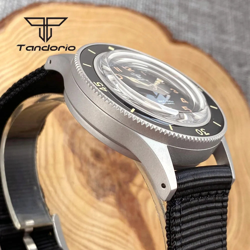 Tandorio Mechanical 40mm 50-Fathoms Style Men Watch Miyota8215/PT5000 Movt Domed Sapphire Glass Waterproof Wristwatch Luminous