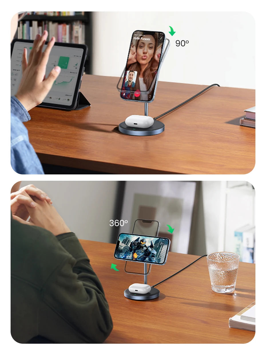 IL Special UGREEN Magnetic Wireless Charger 20W Max 2-in-1 Charging Stand For iPhone 14 Pro Max/iPhone 13/AirPods Fast Charger