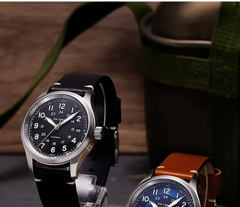 Baltany Military Field Watch S2049 Sapphire Calendar 24H Indicator Luxury Men's NH35 Auto Mechanical Homage Waterproof Watches