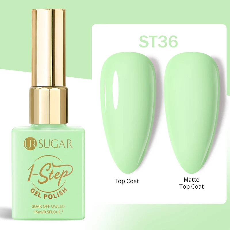 UR SUGAR 1-step Gel Polish 12ML Glitter Nail Spring Summer White Nude Pink Gel Nail Polish 3 IN 1 No Need Base Gel and Top Coat