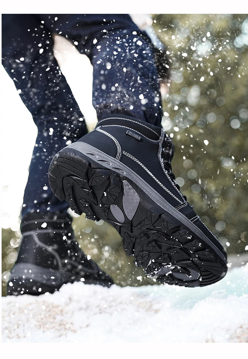 Yellow Ankle Boots Cowboy Footwear Snow Warm Fur Sneakers Padded Trekking Black Waterproof Leather Men Hiking Shoe Winter Summer