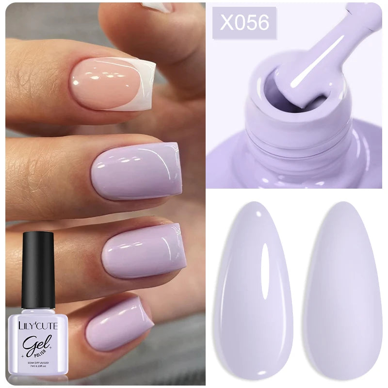 LILYCUTE 7ML Black White Color Gel Nail Polish Summer Colorful Gel Nail Art Semi Permanent UV Gel Soak Off UV LED Gel Varnishes