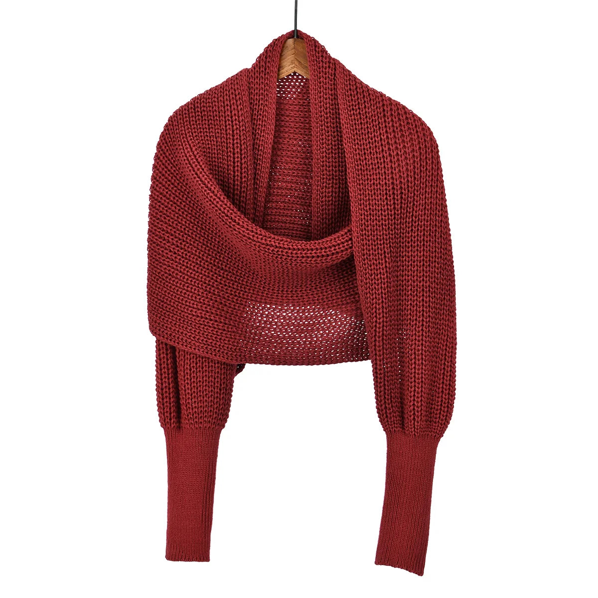 Thick Knitted Shawl Scarf With Sleeves Soft Warm Knitwear Cardigan Cloak Wrap Shoulder Neck Protect Pashmina Scarves Dual Use