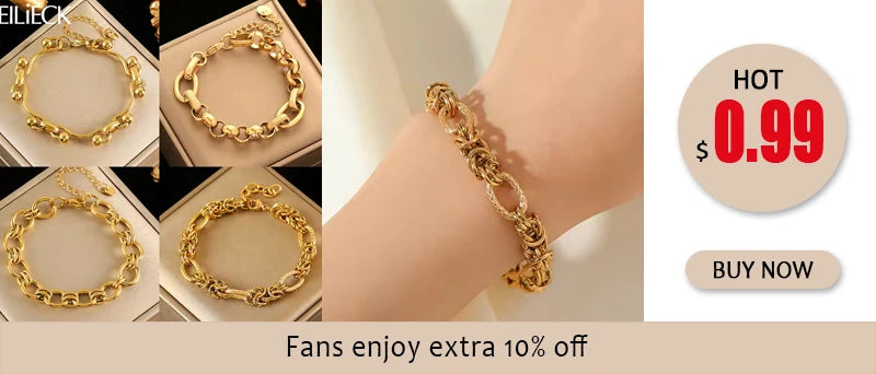 EILIECK 316L Stainless Steel Gold Color Bangles Bracelet For Women New Trendy Wrist Chain Waterproof Jewelry Gift Party Bijoux