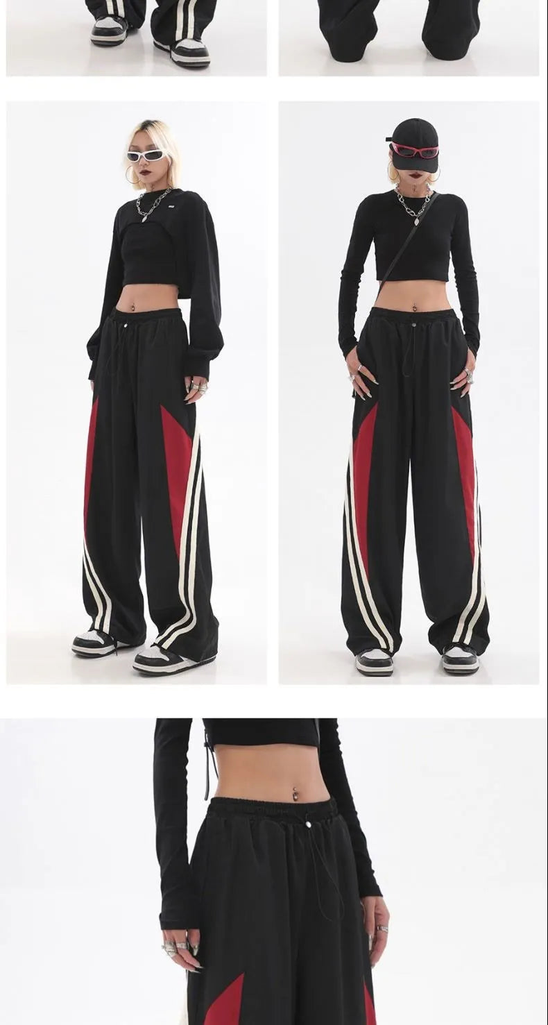 Y2K Streetwear Joggers Pants Women Casual Oversized Wide Leg Cargo Pantgs Trousers Tech Sweatpant Harajuku Parachute Baggy Pants