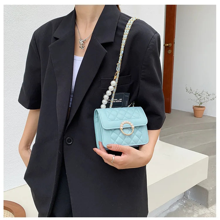 Summer Mini Small Handbags New Tide Pearl Chain Bags Women's Bag Versatile White Single Shoulder Crossbody Handbag