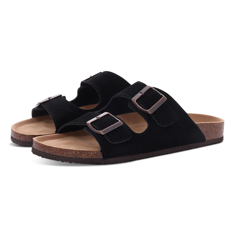 Comwarm Soft Cork Slippers For Women Classic Platform Clogs Slippers Open-Toe Flats Sandals Trendy Slip-on Mules And Beach Shoes