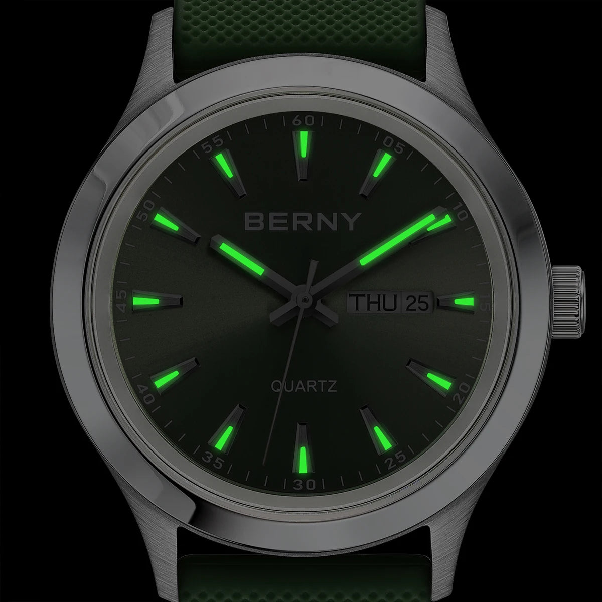 BERNY Watches for Men 40mm Luminous Elegance Dress Quartz Watch Calendar Week Luxury Waterproof Casual Business Men's Wristwatch