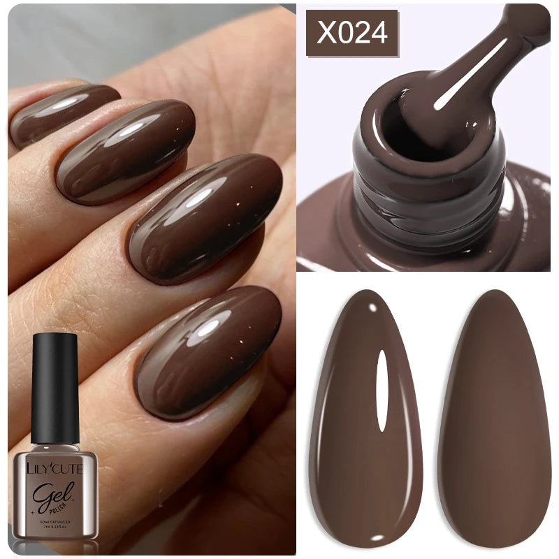 LILYCUTE 7ML Black White Color Gel Nail Polish Summer Colorful Gel Nail Art Semi Permanent UV Gel Soak Off UV LED Gel Varnishes
