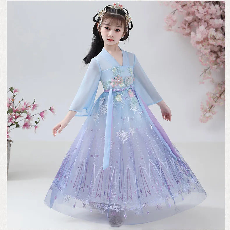 Kids Fairy Tang Costume Girls Casual Dresses Hanfu Girl Summer Children's Clothing Outfit Princess Dress Baby Vestido Robe Fille