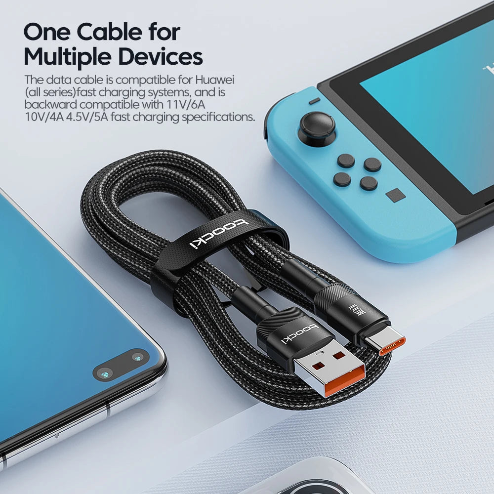 Toocki USB Type C Cable Fast Charging USB C Charger Cord Wire For iPhone 14 13 12 11 Huawei P40 P30 Realme Oppo Oneplus 1m 2m