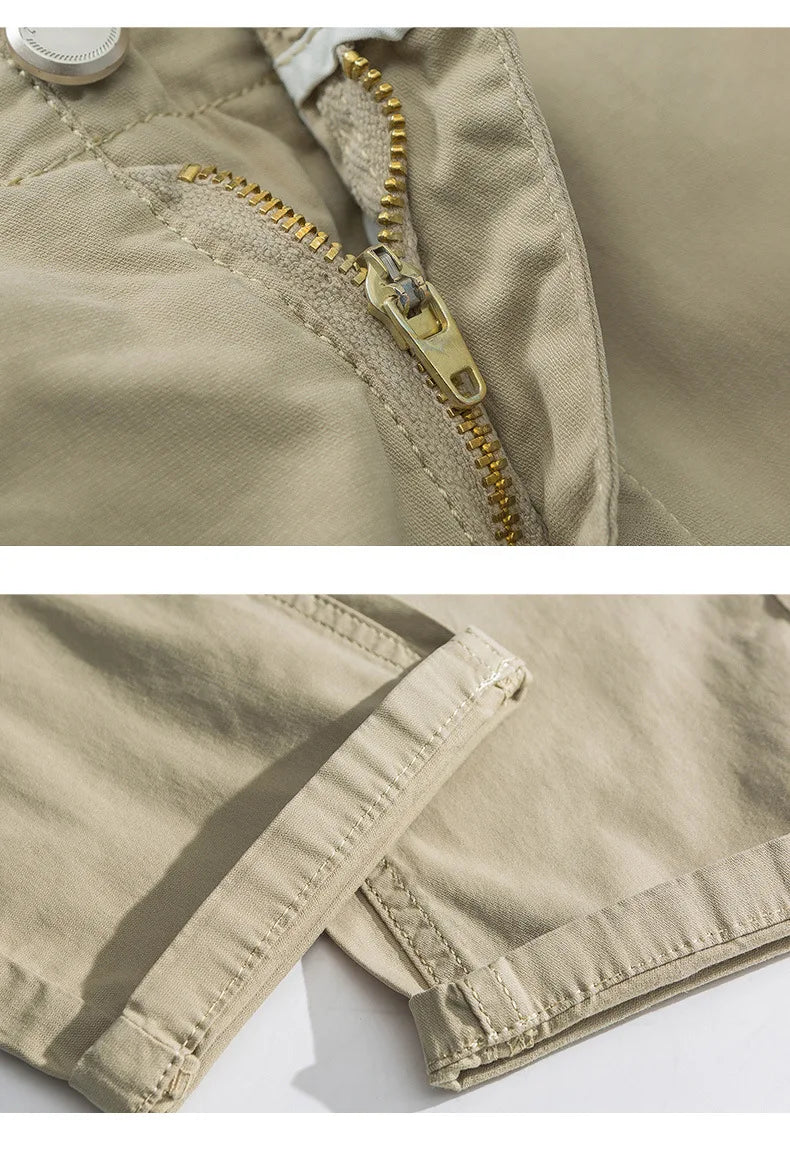 Khaki Gray Black Pants For Men Straight Casual Pants Men Clothing Overalls 2025 Spring Summer Cotton Work Trousers Male