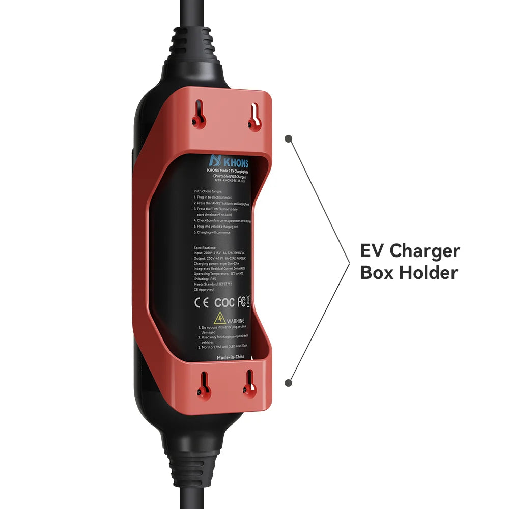Khons Type2 EV Charger 22kw 32A Three-Phase Portable EV Charger EVSE Wallbox With Australian Industrial Plug For BYD Tesla Cars