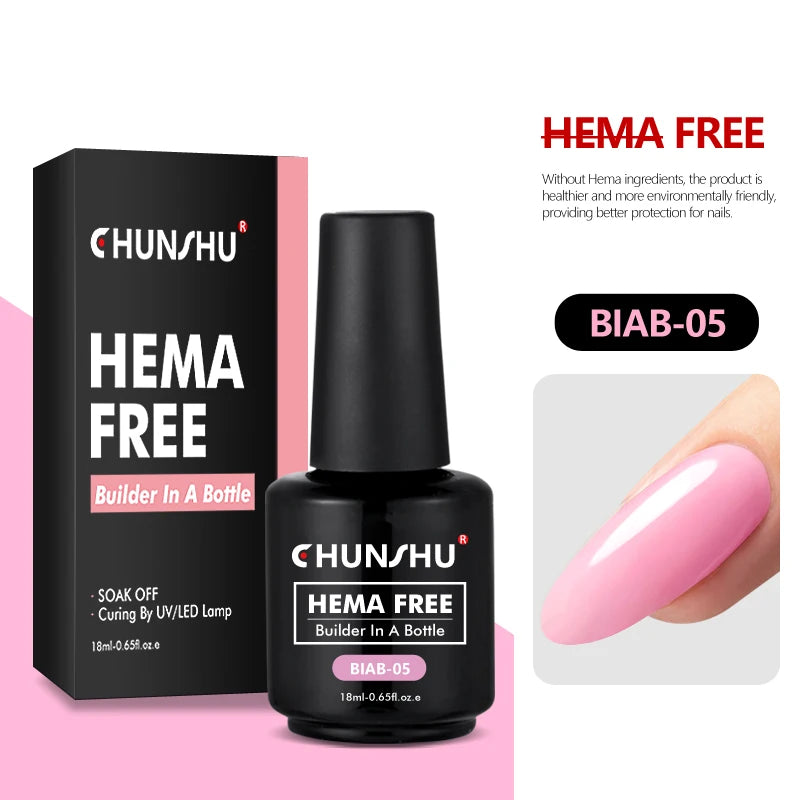 CHUNSHU Hema FREE Construction UV Gel 18ml Builder Nail Gel In A Bottle Semi Permanent Thick Rubber Base Gel Extension Nails Art