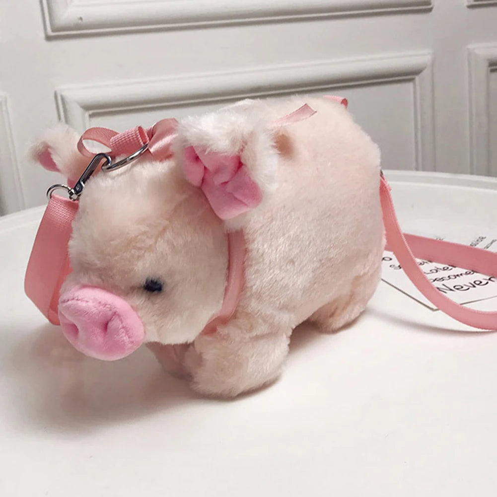 Pink Piglet Plush Bag Korean Version Large Capacity Lady Shoulder Bag Cartoon Ins Cute Doll Messenger Bag Handbags Crossbody