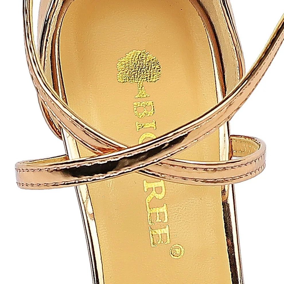 Women Fetish 8cm 11cm High Heels Summer Mid Low Heels Champagne Gold Sandals Roman Pumps Lady Gladiators Stiletto Stripper Shoes