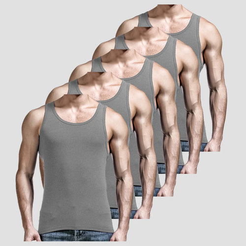 5PCS Men's summer trendy slim-fit hurdling style, modal, wearing a white undershirt underneath, men's tight-fitting