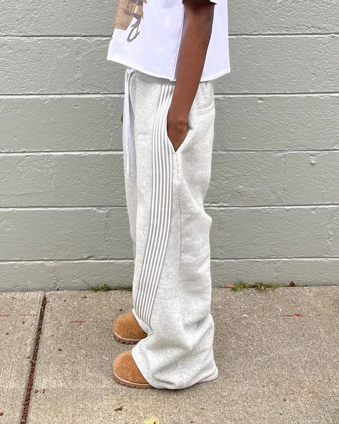 Y2k Gray Casual Pants Vintage Functional Tactical Men's Women's Premium Jogging Wide Leg Pants Drawstring Streetwear Sweatpants