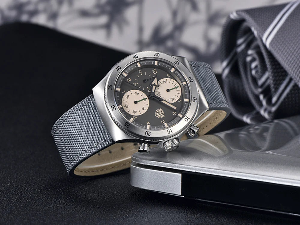 2026 new men's casual quartz watch top luxury sapphire TMI VD55 nylon men's chronograph waterproof sports men's watch luminous