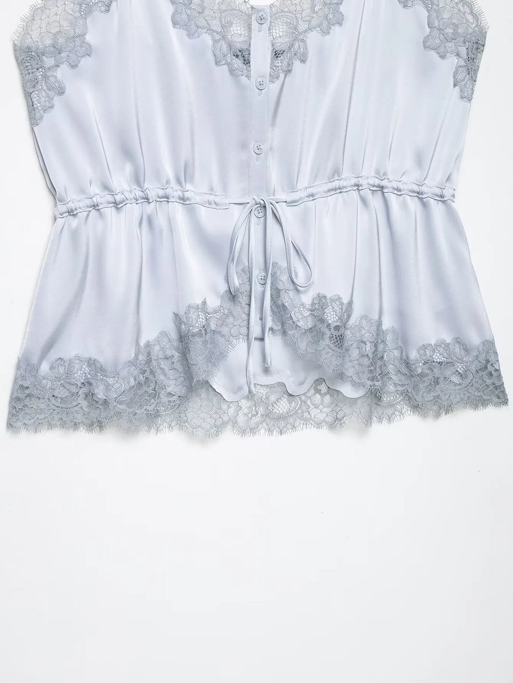 KONDALA Lady Chic Satin Strappy Top 2026 Spring Summer Romantic Holidays Lace Suspender Top Women High Street Trendy Cute Tops