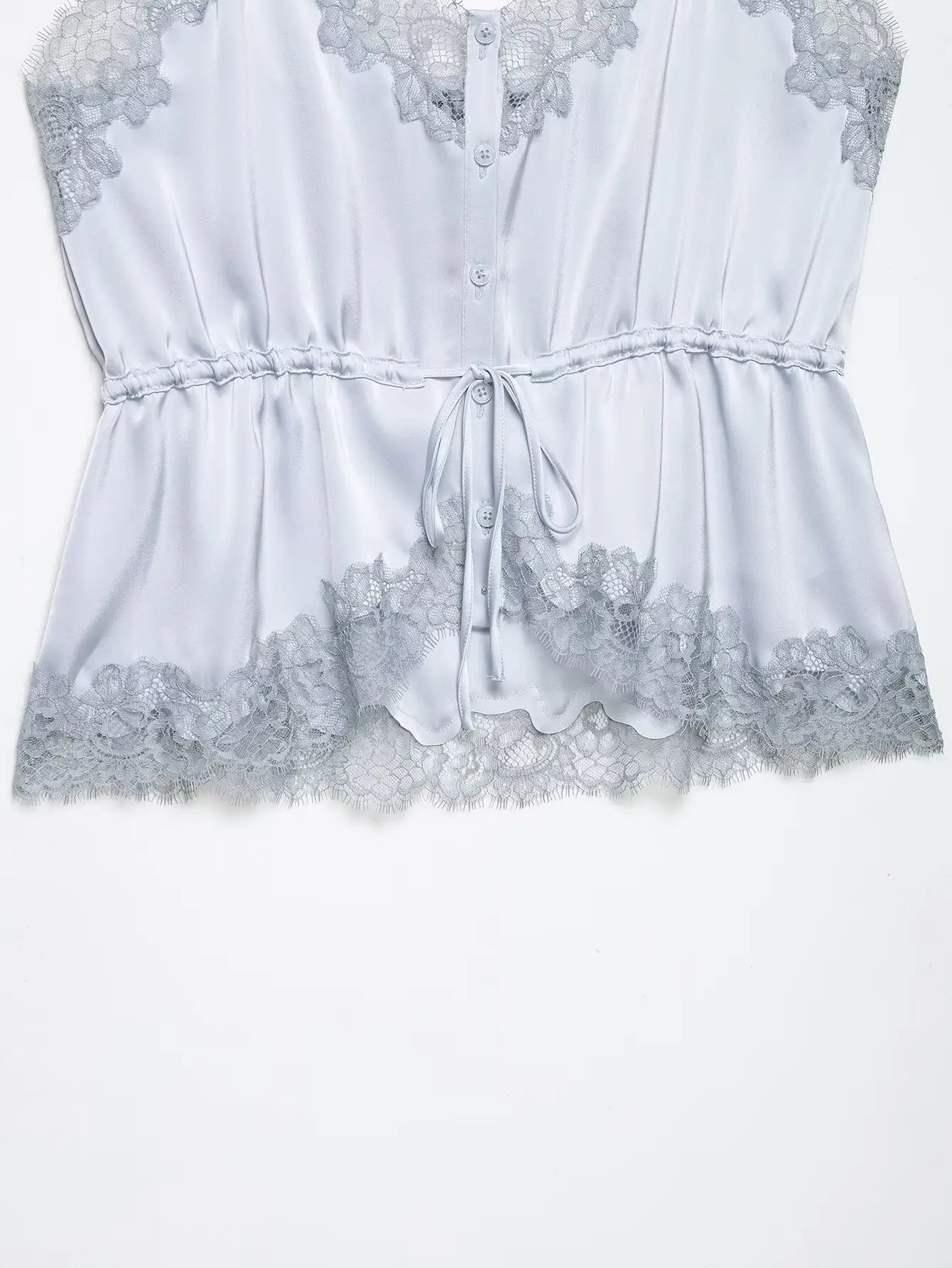 KONDALA Lady Chic Satin Strappy Top 2026 Spring Summer Romantic Holidays Lace Suspender Top Women High Street Trendy Cute Tops