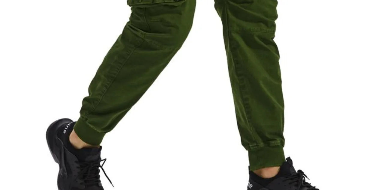 Spring Summer Men's Casual Fashion Work Pants Cuffed Multiple Pockets Slim Fit Youth Leisure Trousers Trendy Brand