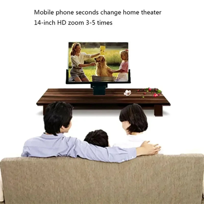 12/14in Mobile Phone Screen Amplifier 3D Magnifying Glass Stand Magnifier HD Video Amplifier Phone Stand Enlarged Screen Bracket