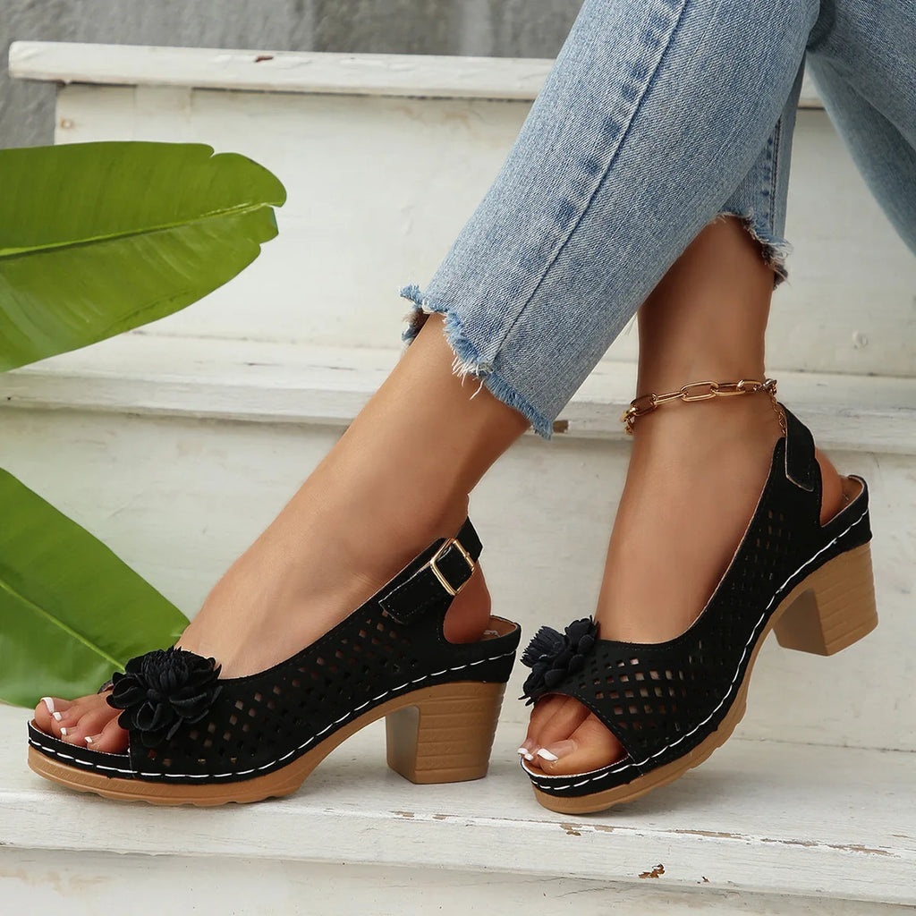 Women's Sandals 2026 New Summer Classic Retro Slip-on Comfortable High Heels Breathable Non-slip Light Sandals for Women Mujer