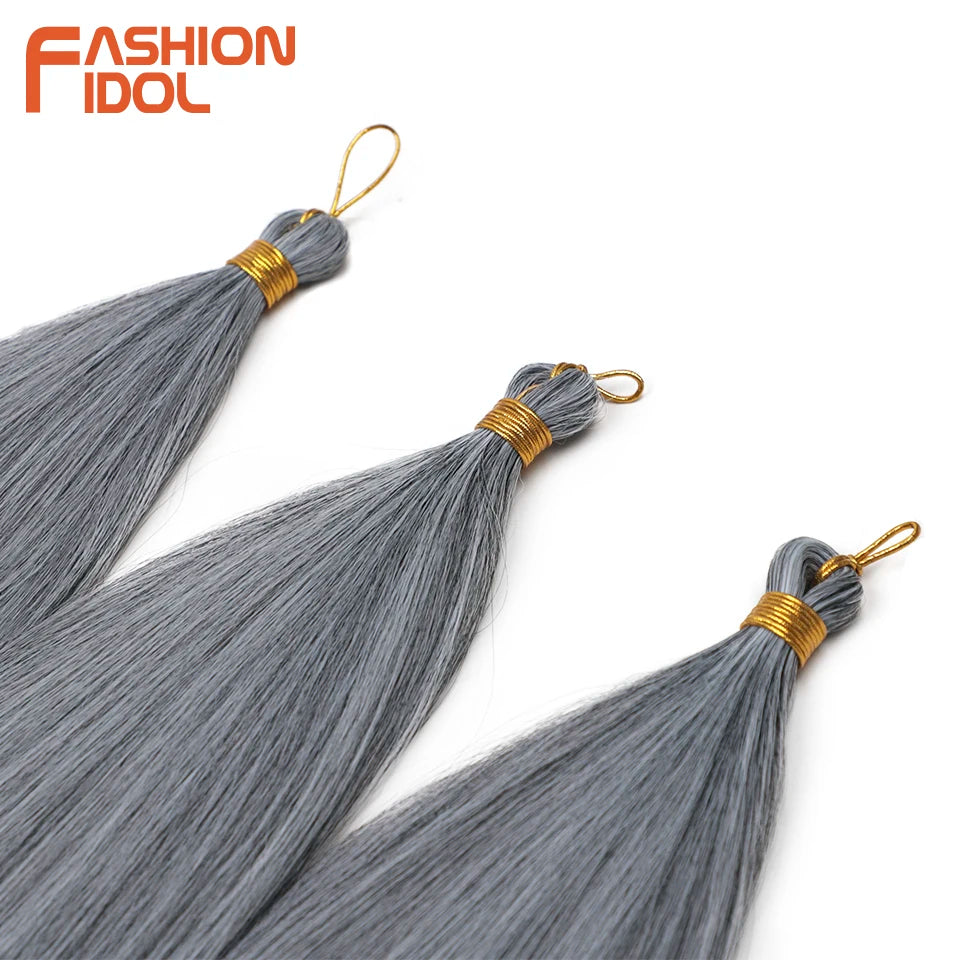 28" 3PCS 300g Ariel Straight Pony Hair Bundles Crochet Braids Hair Synthetic Braiding Hair Ombre Blonde Crochet Hair Extensions