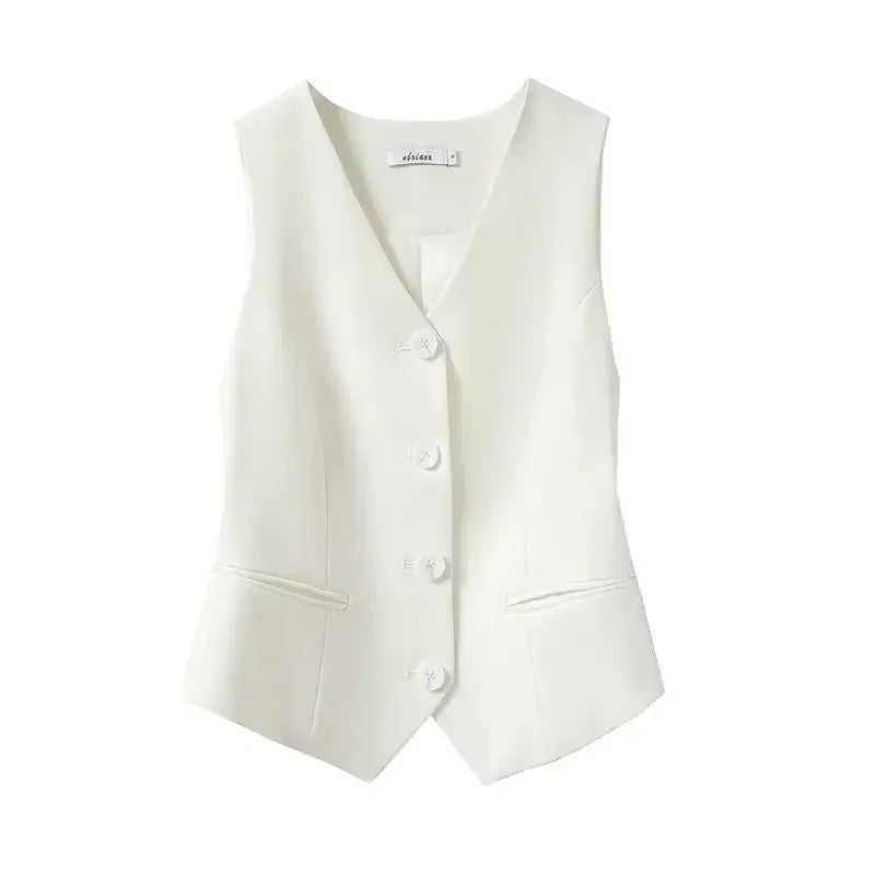 Simple Vests Women Summer Sleeveless Suit Coats Temper Outwear Design Hot Sale 2024 Tender Breathable Korean Style Streetwear