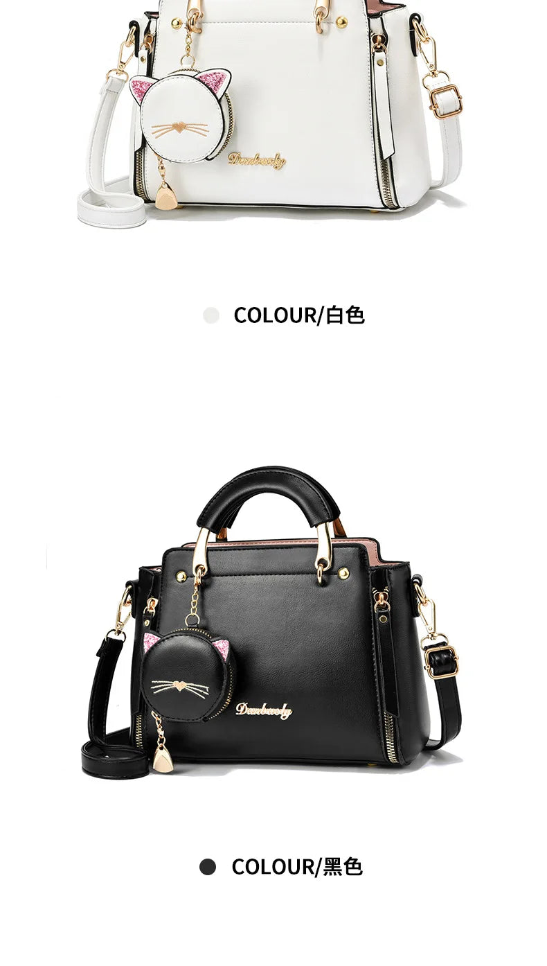 Vento Marea Summer Women Bag Side 2023 New Pu Leather Cute Cat Totes Design Ladies Shoulder Purse & Handbag Sweet White Shoulder