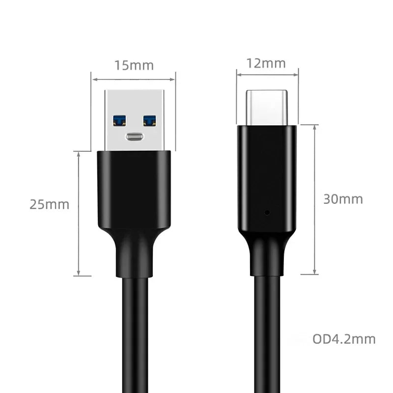 كابل USB3.2 10Gbps، كابل USB نوع A إلى USB C 3.1/3.2 Gen2، كابل نقل بيانات لمحرك الأقراص الصلبة SSD بمنفذ USB C، شحن سريع 3 أمبير 60 واط QC 3.0