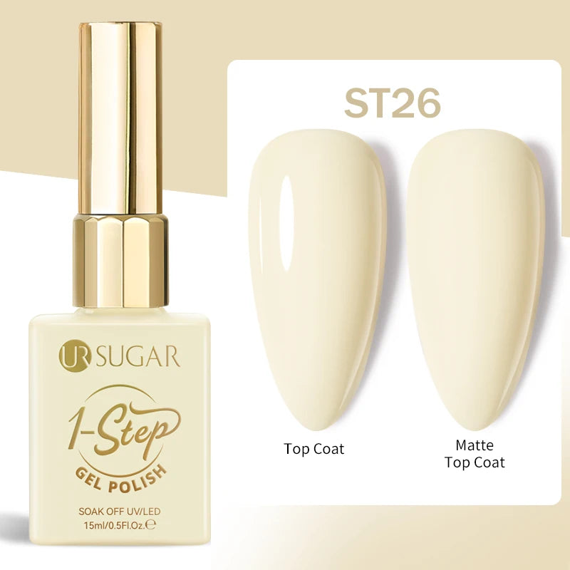 UR SUGAR 1-step Gel Polish 12ML Glitter Nail Spring Summer White Nude Pink Gel Nail Polish 3 IN 1 No Need Base Gel and Top Coat