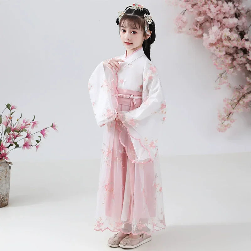 Kids Fairy Tang Costume Girls Casual Dresses Hanfu Girl Summer Children's Clothing Outfit Princess Dress Baby Vestido Robe Fille