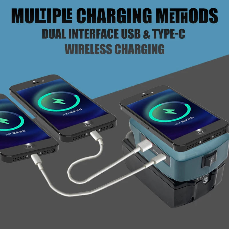For Makita For Dewalt 20V For Milwaukee For M18 For Bosch 18V Lithium Battery Wireless Charger Adapter USB Type C Power Bank