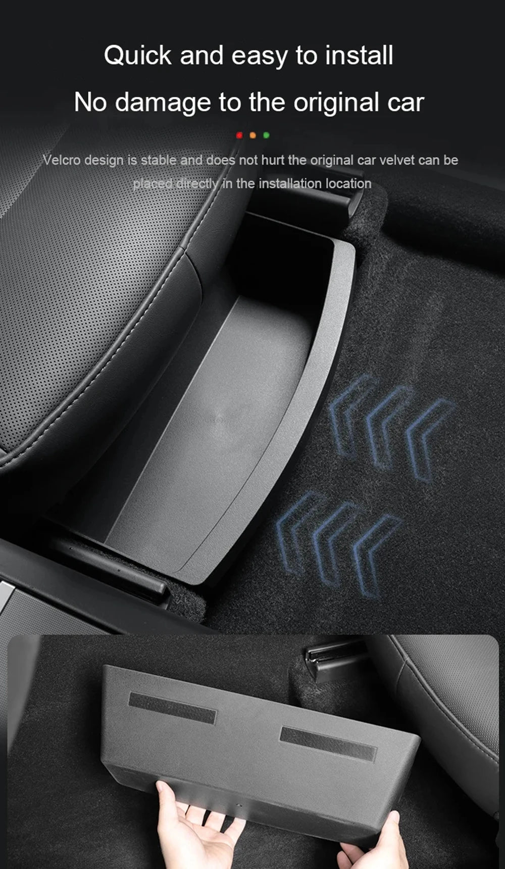 Underseat Storage Box Organizer for Tesla Model Y Juniper 2025 Front Rear Under Seat Organizer Waterproof Bin Travel Accessories