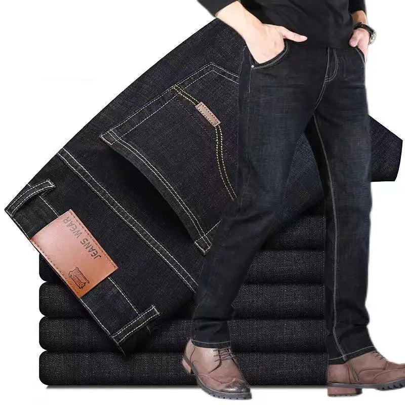 2026 JEAN New Business Men's Jeans Casual Straight Stretch Fashion Classic Blue Black Work Denim Trousers Male Brand Clothing